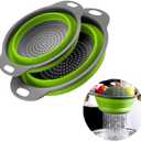 2 Pack Collapsible Colander Set, Emptycolor Foldable Collapsible Strainers for Kitchen, Small Round Colander with Base and Handles for Pasta, Fruit, Vegetables  Space-Saving Kitchen Strainer Baskets