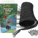 POYEE 14x14ft Pond Netting for Leaves Leaf Net Cover Pond Net with Small Fine Mesh Protecting Koi Fish from Birds Cats Stakes Included