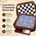 Deluxe Wooden Word Board Game, Extra Large 20" x 20" Crossword Game Set with Dust Cover, Built-in Storage Drawer & Felt Playing Surface