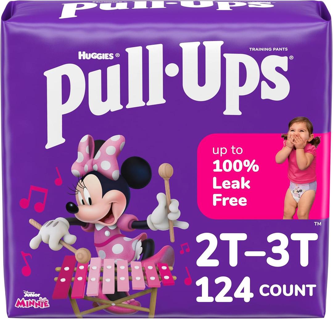 Pull-Ups Girls' Potty Training Pants, Size 2T-3T Training Underwear (16-34 lbs), 124 Count (4 packs of 31)