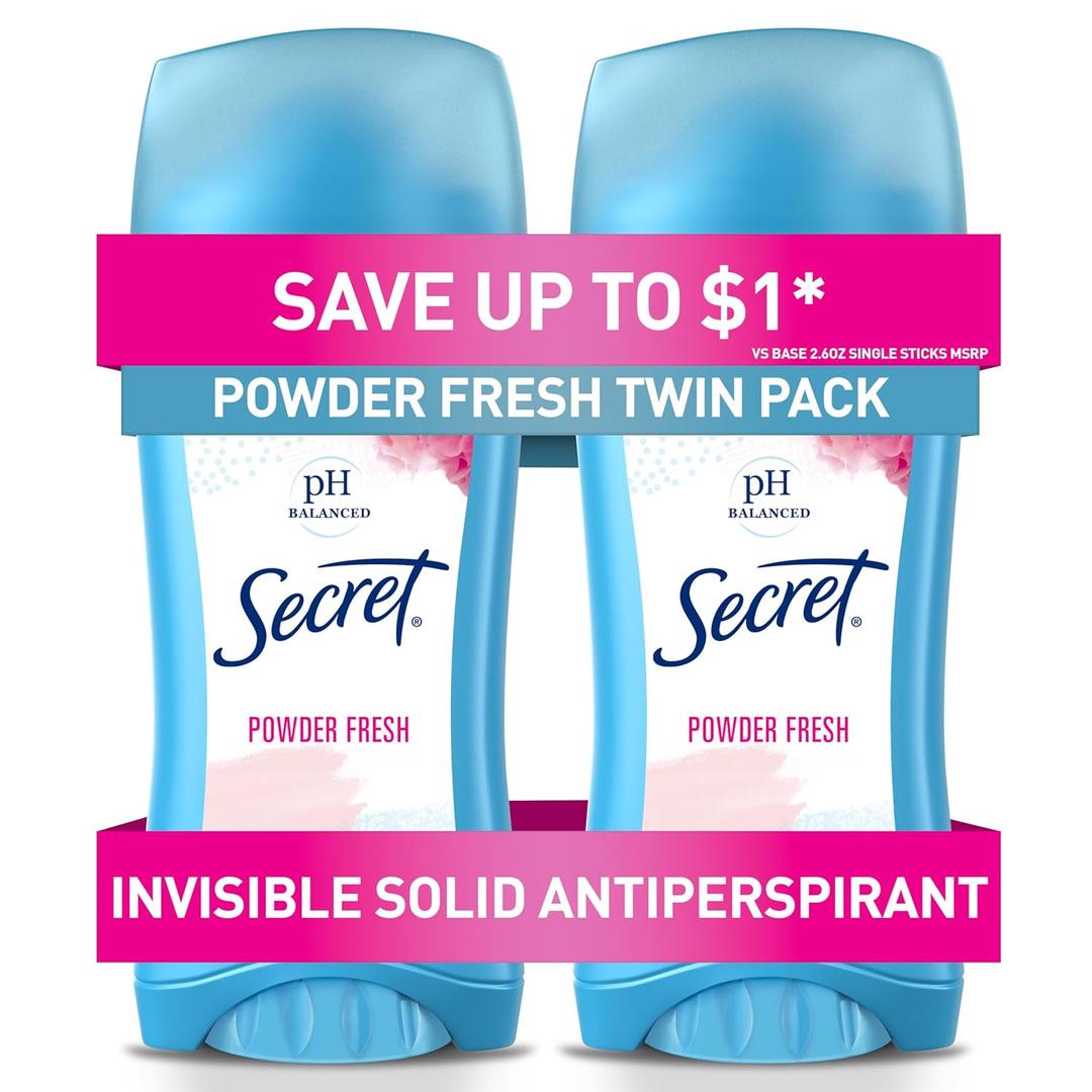 Secret Anti-Perspirant Deodorant Invisible Solid Powder Fresh Twin Pack 5.20 oz