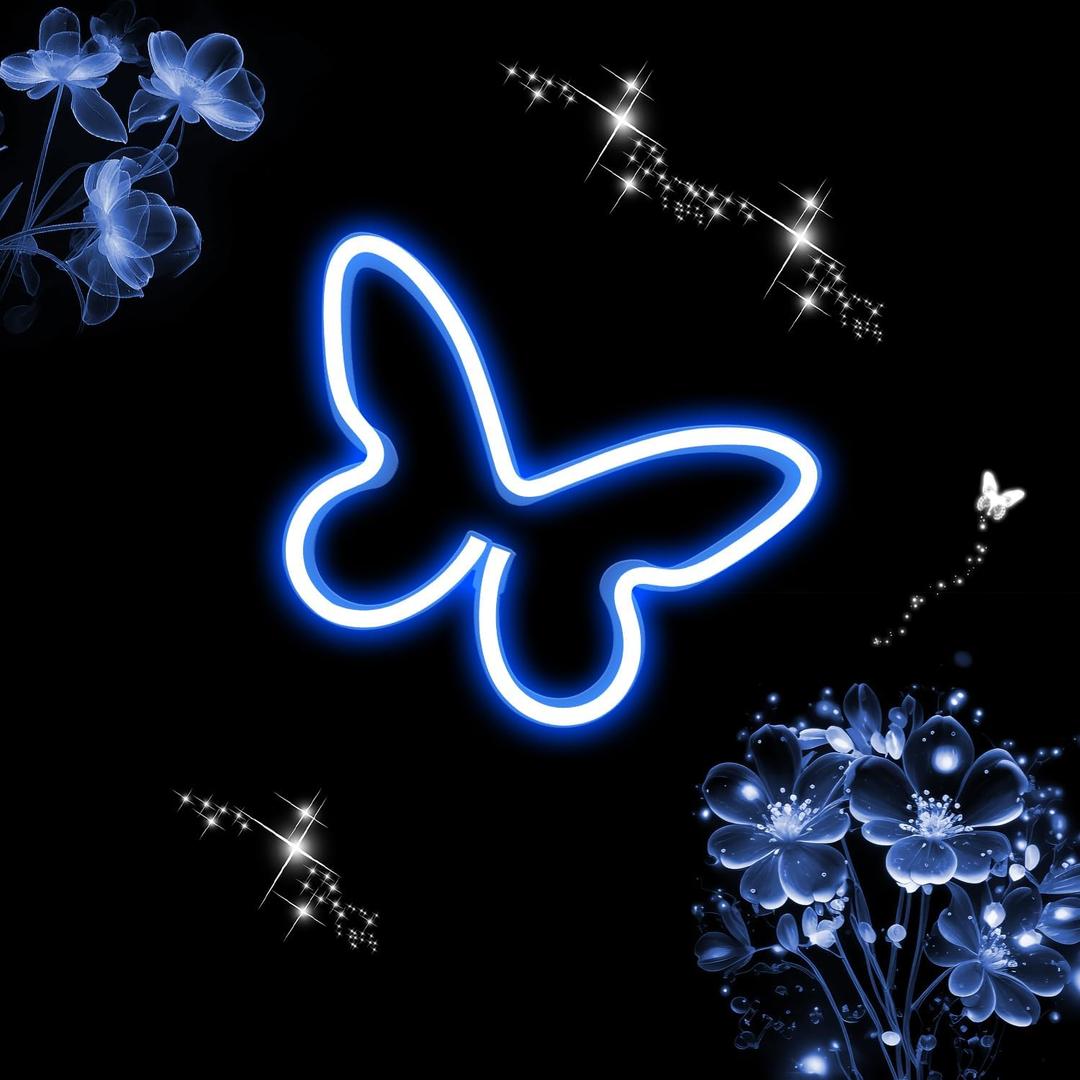 2PCs Butterfly Neon Signs for Wall Decor USB or 3-AA Battery Powered Operated for Girls Bedroom Birthday Gift Party Wedding Butterfly lights for bedroom (Blue)