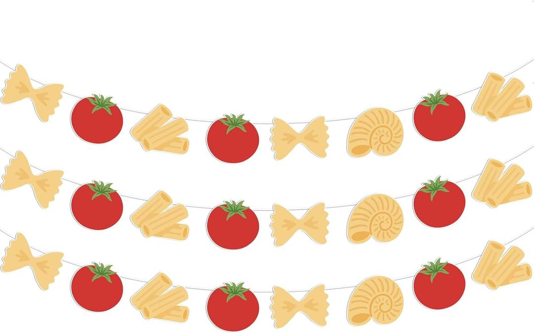 3Pcs Thats Amore Banner, Italian Noodle Tomato Banner Garland Pasta Theme Party Decorations for Kids Adults Birthday Baby Shower Bachelorette Party Supplies