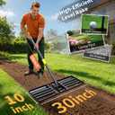 Lawn Leveling Rake, 5 FT Yard Leveler with 30 x 10 Wide Large Rakes Head for Smooth Garss Soil Sand Dirt, High Effect Ground Leveling Tool with Round Edge for Landscape Golf Course, No Flip