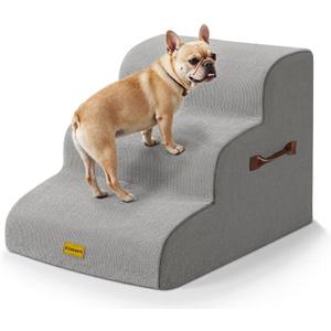 Upgrade 30D High Density Foam Stable Dog Stairs for Couch & Bed, 15.7 H Non-Slip 3 Steps Pet Ramp Steps with Handle for Small, Surgery Dog, Senior Cat