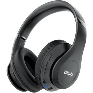 Uliptz Wireless Bluetooth Headphones, 65H Playtime, 6 EQ Sound Modes, HiFi Stereo Over Ear Headphones with Microphone, Foldable Lightweight Bluetooth 6.0 Headset for Travel/Office/Cellphone/PC (Standard, Black)