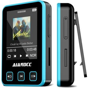 Mp3 Player with Bluetooth 5.3, HiFi Music Player with Sports Clip and Armband, 1.77-inch TFT Color Screen, 32GB mp3 Player for Kids Adults, Earphones Included, TF Card can be Inserted