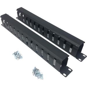 2 Pack- Metal 1U 19 Inch Cable Manager 12 Big Slots Horizontal Rack Mount Wire Organizer Cable Management System with Cover and Mounting Screws for 19" Network Cabinet(1UCM12S2PC)