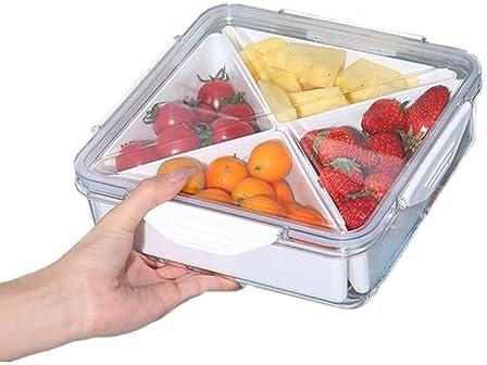 KALWEL,Dry Fruit Tray,Snack Platter with Lid,Appetizer Serving Tray,Fruit Trays for Serving for Party,Fruit Tray with Lid,Suitable for Fruits,Nuts,Dried Fruits,Snacks, Candy (One Clip Is Missing)