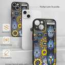 Compatible for iPhone 14 Case Cute with Strap Stand Finger Kickstand, Designer Cool Silicone Cases Funda Cover - Blue Evil Eyes