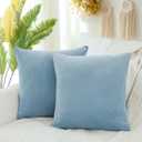 QUORGVES 22x22 Pillow Cover Set of 2 Summer Light Blue Pillow Covers for Sofa Couch Bedroom Soft Square Solid Coastal Sky Baby Blue Throw Pillows