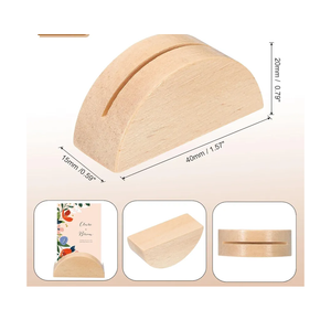 PATIKIL Table Number Holders, 8Pcs Wooden Table Name Stands Semicircular Design Modern Card Holders for Wedding Reception Anniversary Party Events, Wood Color