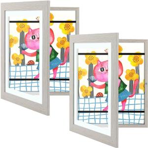 Golden State Art, 10x12.5 Kids Art Frames, Front-Opening Picture Frame Great for Kids Drawings, Artworks, Children Art Projects, Schoolwork, Home or Office (Grey Set of 2)