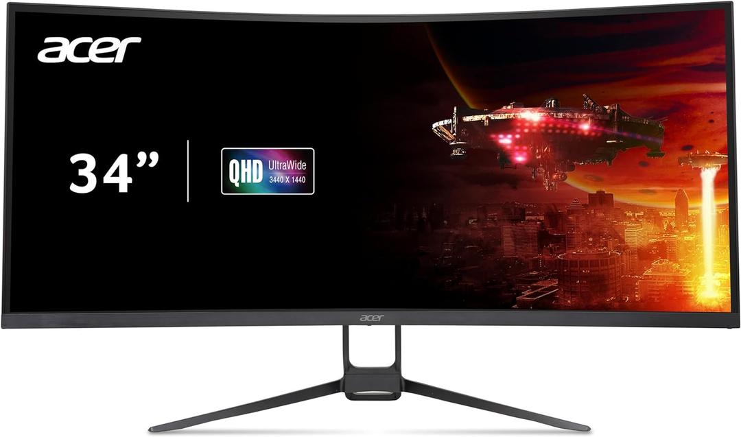 acer Nitro 34 Inch UWQHD 3440 x 1440 1000R Curved PC Gaming Monitor | AMD FreeSync Premium | Up to 180Hz Refresh | Up to 0.5ms | AdobeRGB 90%| Delta E<2 | 1 DP 1.2 & Two HDMI 2.0| EDA343CUR V3bmiippx