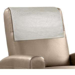 Recliner Headrest Protector Faux Leather Headrest Cover for Recliner Chair Couch Headrest Cover for Furniture Sofa Protector Chair Arm Covers for Home Office 17 x 27In(Beige) (Hook & Loop Strips)