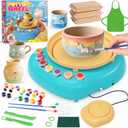 Pottery Wheel for Kids, Arts & Crafts Pottery Painting Toys Kit for Kids Ages 8-12, Art Supplies with 3 Pack Air Dry Clay and Clay Tools, Birthday Easter Gift for Girls Boys 6 7 8 9 10 11 12