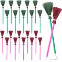 Funrous 20 Pcs Witch Favors Broom Pink and Green Pens Bulk Princess Ballpoint Pencils for Christmas Holiday Birthday Shower Music Themed Supplies Decorations Gifts