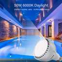 LED Pool Light Bulb 12V 50W 5000LM 6500K Daylight White LED Swimming Pool Light Bulb, Replaces up to 200-800W Traditionnal Bulb for Most Pentair Hayward Light FixturesNOT 120V