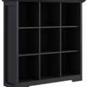 OSCHF Cube Storage Bookcase with Base - Wooden 3 Tiers Floor Standing Open Shelf Cabinet for Home and Office, 9-Cube Lattice Bookshelf, Black