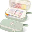 SUNEE Cute Pencil Case, Aesthetic Pen Pouch, Colored Large Pencil Bag with Zipper, Kawaii Stationery Storage and Organizer, Green School Supplies for Teen and Adult Girls (9 x 4.5 x 2.5 inches)