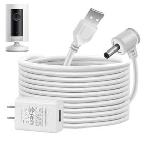 Charge Cords 30ft for Ring Weatherproof Indoor Outdoor Charging Cable with Quick 2Amp Power Adapter for Ring Stick Up Cam Battery 3rd Gen/2nd Gen & Spotlight Cam Battery (White,1 Pack)