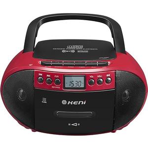 G Keni Portable CD and Cassette Player Boombox Combo, Casette Tape Recorder with Remote, AM FM Radio, USB Playback with Earphone Jack, 5.1V Bluetooth Speaker, Battery Operated/AC Powered for Home(Red)