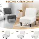 Teddy Wool Armless Accent Chair Cover Heavy-duty Soft Plush Armless Chair Slipcover Accent Chairs Covers without Arms Warm Fuzzy Slipper Chairs Slipcover for Living Room/Bedroom/Hotel Decor (White, 1)