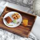 Fibogollo Acacia Wood Serving Tray with Metal Handles,17x12in Ottoman Decorative Trays Platter for Coffee Table,Living Room,Bar,Party(Large)