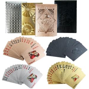4 Decks Waterproof Playing Cards Plastic Black Rose Gold Playing Card Foil Poker Cards Themed Standard Playing Card Games for Adults Family Game Party