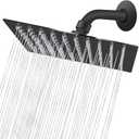 NearMoon Rain Shower Head, High Flow Stainless Steel Square Rainfall Shower, High Pressure Design, Awesome Shower Experience Even At Low Water Flow (8 Inch, Matte Black)