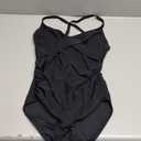 B2prity Women's One Piece Swimsuits Tummy Control Front Cross Bathing Suits Tie Back Slimming V Neck Swimwear, Medium, Black 