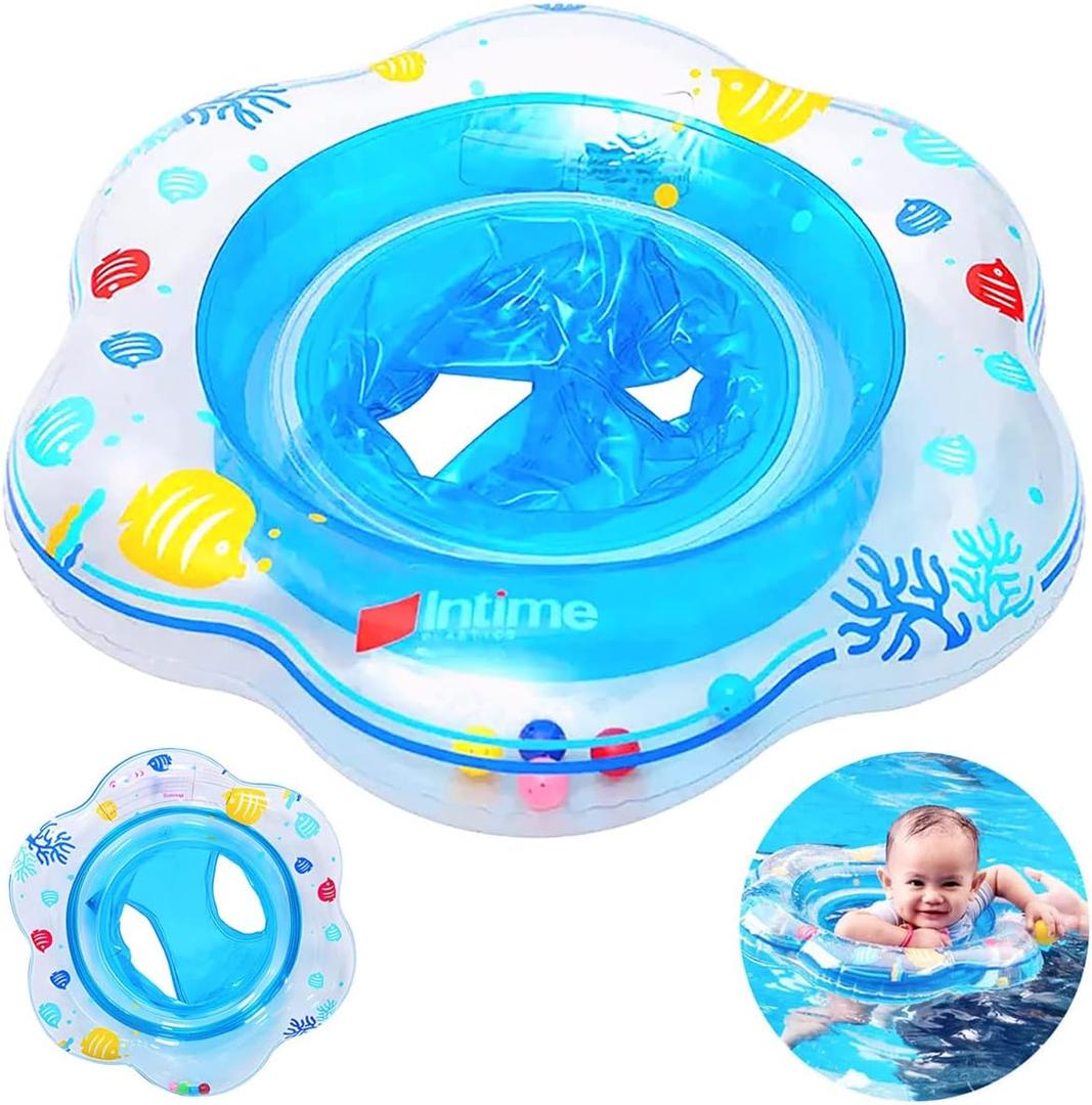 Arcimatto Baby Pool Floats, Inflatable Float Raft with Handle Safety Seat Double Airbag, Kids Swimming Ring Water Beach Floaties Party Toys, Toddler Swim Training for Infant of 6-36 Months (Blue)