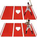 2 Pack Baseball Hitting Mat, 9.8' x 3.8' Heavy Duty Baseball Home Plate Batting Mat with Non-Slip Bottom, Batters Box Crystal Velvet Mat for Softball Slide Training, Pitching Mat