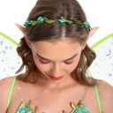 Adult Women Green Fairy Princess Dress with Wings & Ears, Elf Headpiece - Halloween Costume (Green, M)