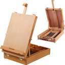 Falling in Art Wooden Tabletop Easel, Solid Wood Sketchbox Desktop Easel for Painting, Portable Art Drawing Easel for Beginners and Professionals