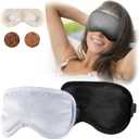 MUSICOZY Heated Eye Mask 2-Packs, Microwave Activated Warm Eeye Compress for Dry Eyes, Weighted Eye Mask for Sleeping, Flaxseed & Cassia Seed, Eye Compress Moist Heat (Black)