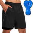 Bikewa Men's Mountain Bike Shorts 3D Padded Loose-fit Riding Biking Cycling Bicycle Biker Shorts for Men Zipper Pockets (Large, Black)