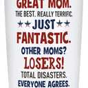 2 x Mothers Day Gift for Mom from Daughter Son Kids - Best Mom Ever Tumbler Gifts for Valentines Day Tumbler - Funny Mother Birthday Presents, 20 OZ Stainless Steel Insulated Travel Coffee Cup