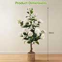 3FT Artificial Camellia Tree, Faux Camellia Plant Outdoor Camellia Flowers Tree Greenery Potted Plant for Living Room Door Patio Deck Yard Décor Outdoor Indoor