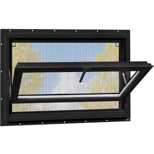 Vinyl Basement Hopper Window, Bathroom Window 32" x 24" Black