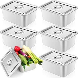 Sumind 6 Pack Stainless Steel Hotel Pans with Lids 6 Inch Deep Steam Table Pans Food Storage Container for Food Maple Syrup Catering Restaurant Hotel Buffet Warmer Commercial Kitchen Supplies