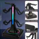 Controller Headset Stand with 10 Color Light Modes - RGB Headphone Holder for PS5, Xbox, Switch - Gaming Room Decor, Desk Organizer for Gamers