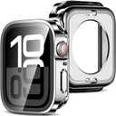 Amizee 2 in 1 Case [2-Pack] Compatible with Apple Watch Series 11/10 46mm with Built-in Screen Protector, Straight Edge Hard PC Full Body Protective Cover for iWatch 46mm, Silver