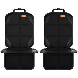 Car Seat Protector, Large Auto Protector for Child Seats with Thickest Padding and Non-Slip Backing Mesh Pockets for SUV, Sedan, Truck, Leather and Fabric - Black (2PS)