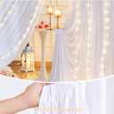 10ft White Backdrop Curtains with Lights String for Wedding Polyester Photo Backdrop Drapes Wrinkle Free White Curtains Backdrop for Birthday Parties Reception Baby Shower Ceremony-5 x 10ft x 2P