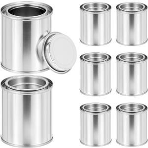 QWORK 8 Pack 1/4 Pint Metal Paint Cans with Lids, Empty Tinplate Paint Containers for DIY Crafts, Paint Storage