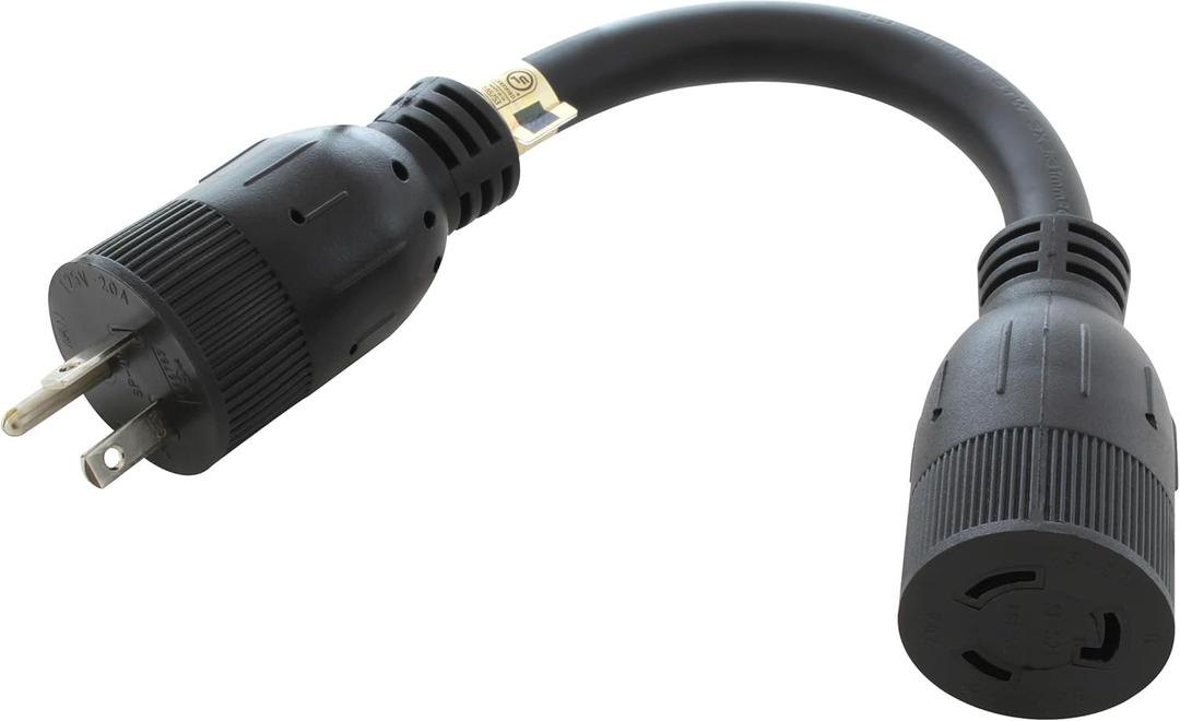 AC WORKS NEMA 5-20P 20Amp 125Volt Plug to Locking 20Amp L5-20R Female Connector Adapter Cord (Black) AC WORKS NEMA 5-20P 20Amp 125Volt Plug to Locking 20Amp L5-20R Female Connector Adapter Cord (Black)