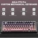 AULA F75 Pro Wireless Mechanical Keyboard,75% Hot Swappable Custom Keyboard,RGB Backlit,Pre-lubed Reaper Switches,Side Printed PBT Keycaps Mechanical Gaming Keyboards, Pink&Black