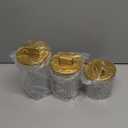 3-Pack Diamond-Cut Acrylic Storage Jars with Gold Lids  Airtight Clear Canisters for Bathroom & Kitchen | Apothecary Jars for Cotton Pads, Qtips, Snacks, Candy & Home Organization