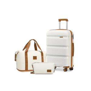 Kono Carry On Luggage PP Hardshell Lightweight Luggage Set, Suitcase with Double Spinner Wheels TSA Lock 3 Piece Set White(DB/TB/20in)